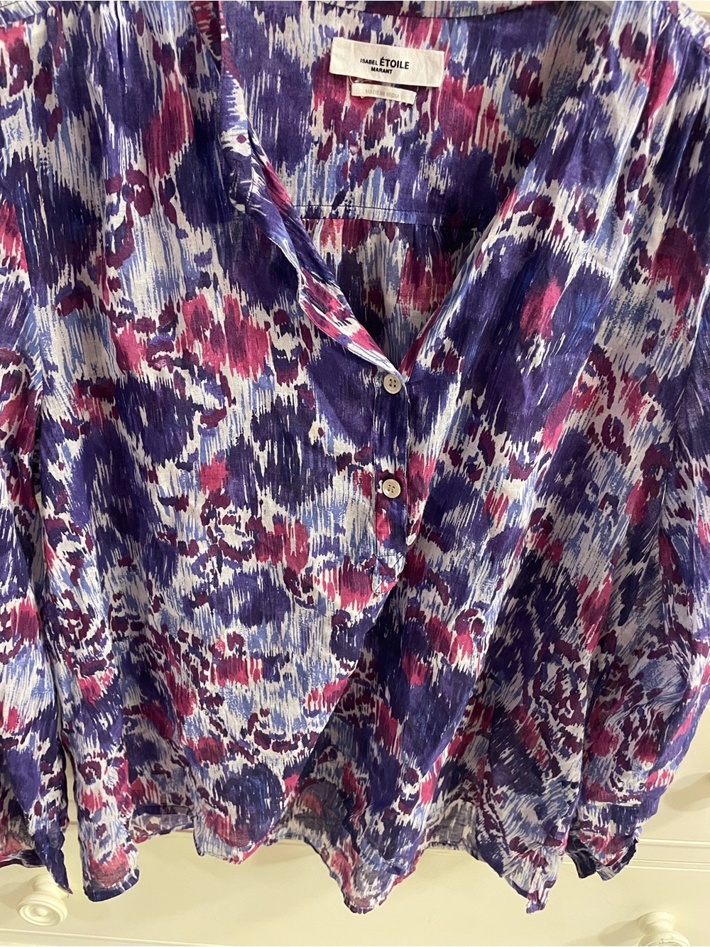 Isabel Marant Étoile Purple & Pink Abstract Print Button Blouse